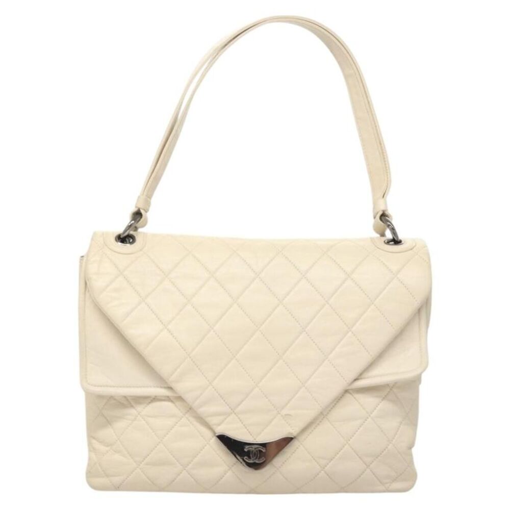 Chanel Padded Envelope Flap Quilted Aged Calfskin White Leather Shoulder Bag Bag